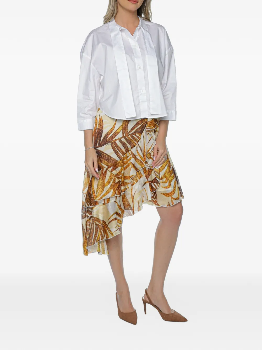 Armani Exchange Cropped blouse met vlakken Wit