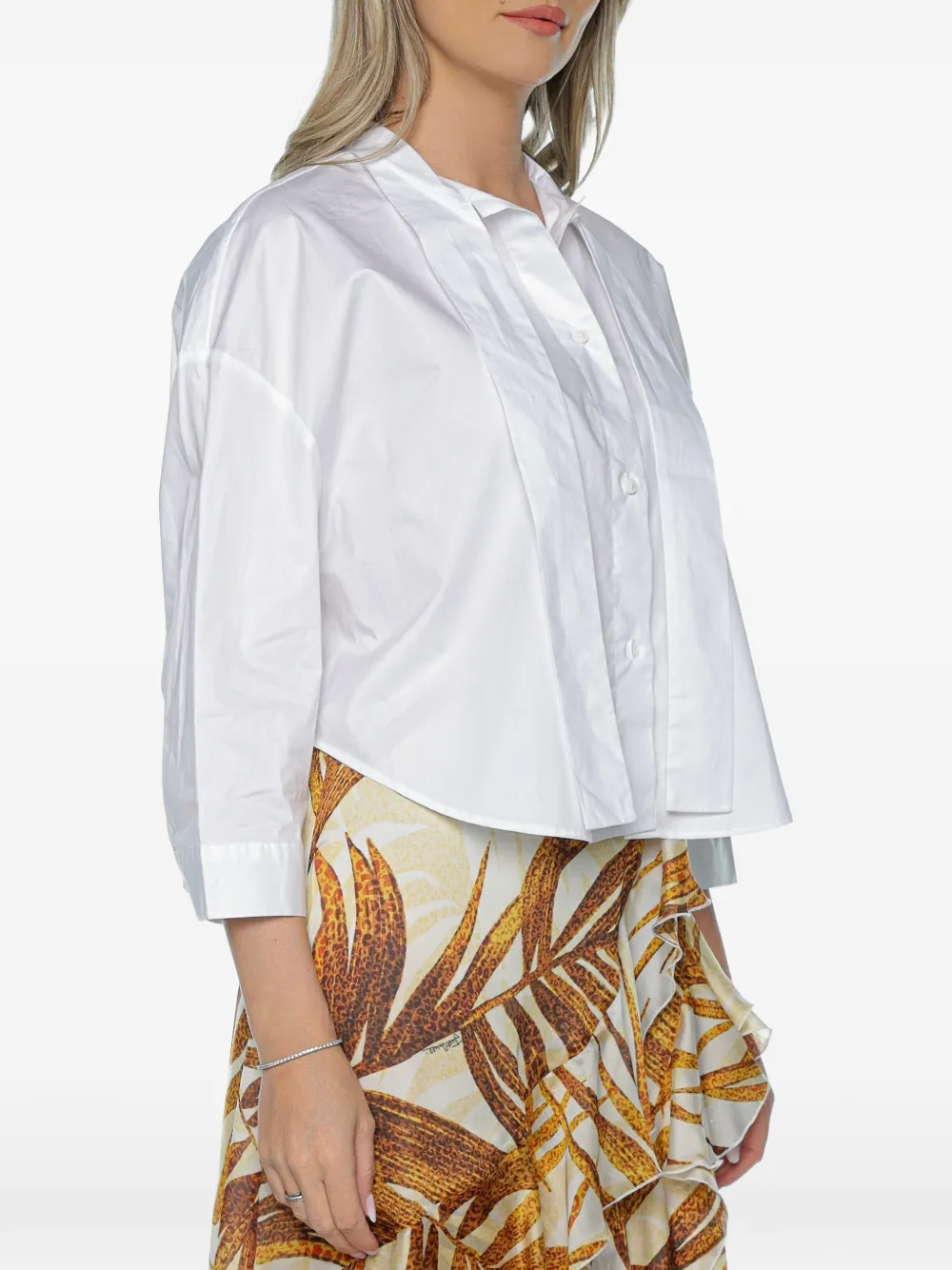 Armani Exchange Cropped blouse met vlakken Wit
