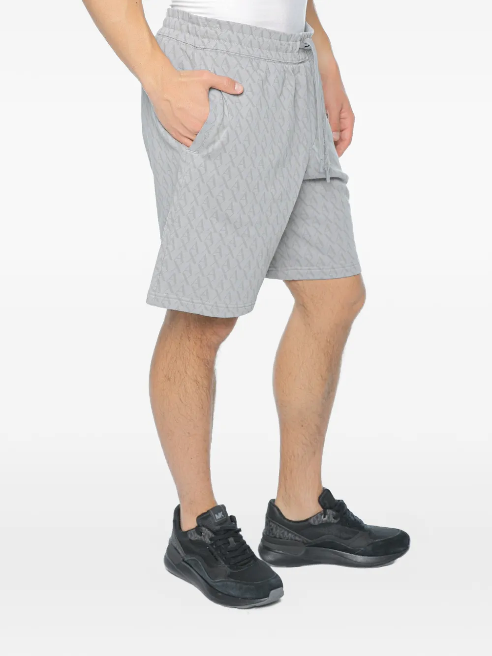 Armani Exchange monogram-print drawstring-waist shorts - Grigio
