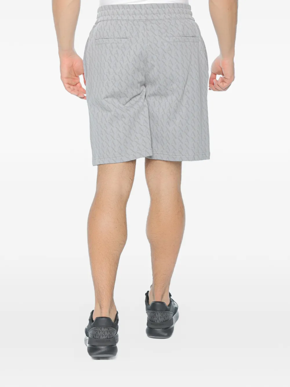 Armani Exchange Shorts met trekkoordtaille en monogramprint Grijs