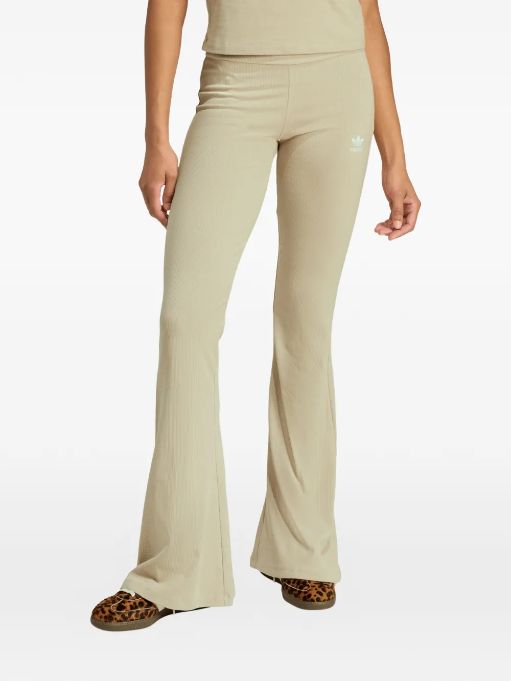 adidas ribbed flared trousers - Nude