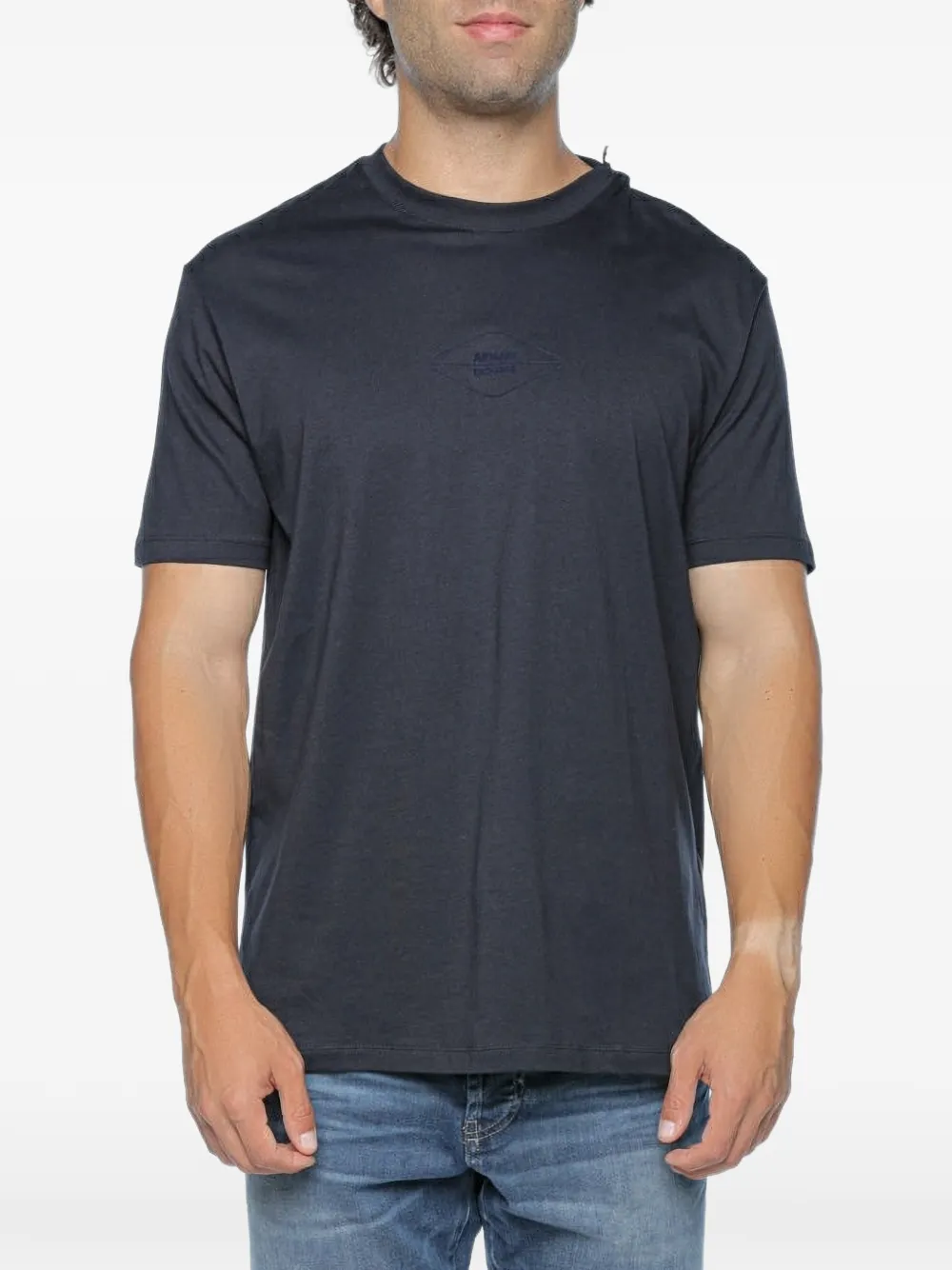 Armani Exchange logo-patch cotton T-shirt - Blau