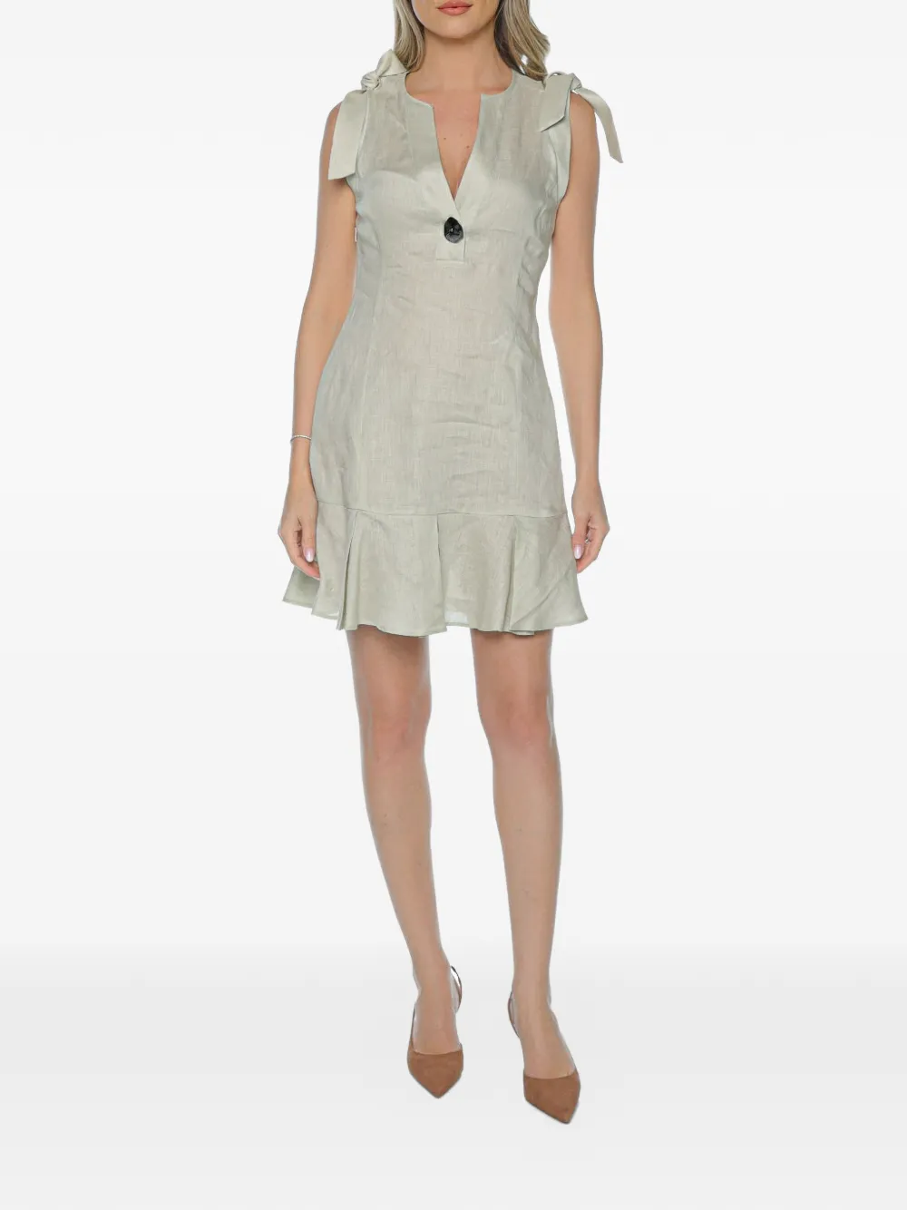 Armani Exchange bow-detail ruffled dress - Grigio