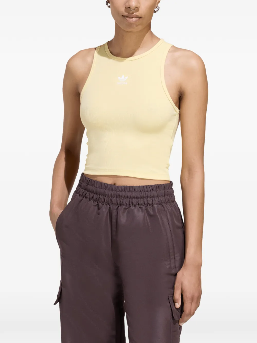 adidas ribbed logo-print tank top - Giallo