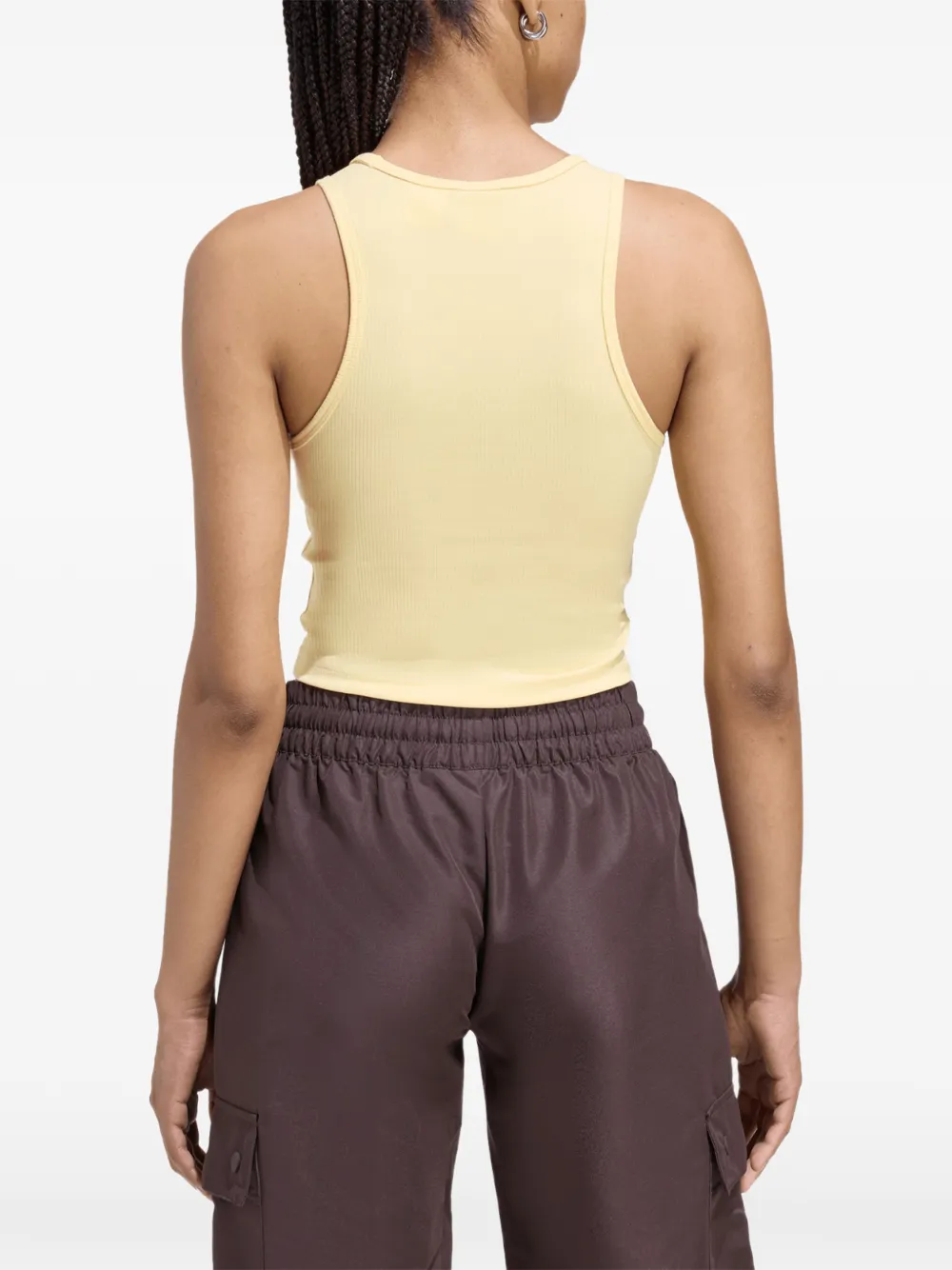 adidas Geribbelde tanktop met logoprint Geel