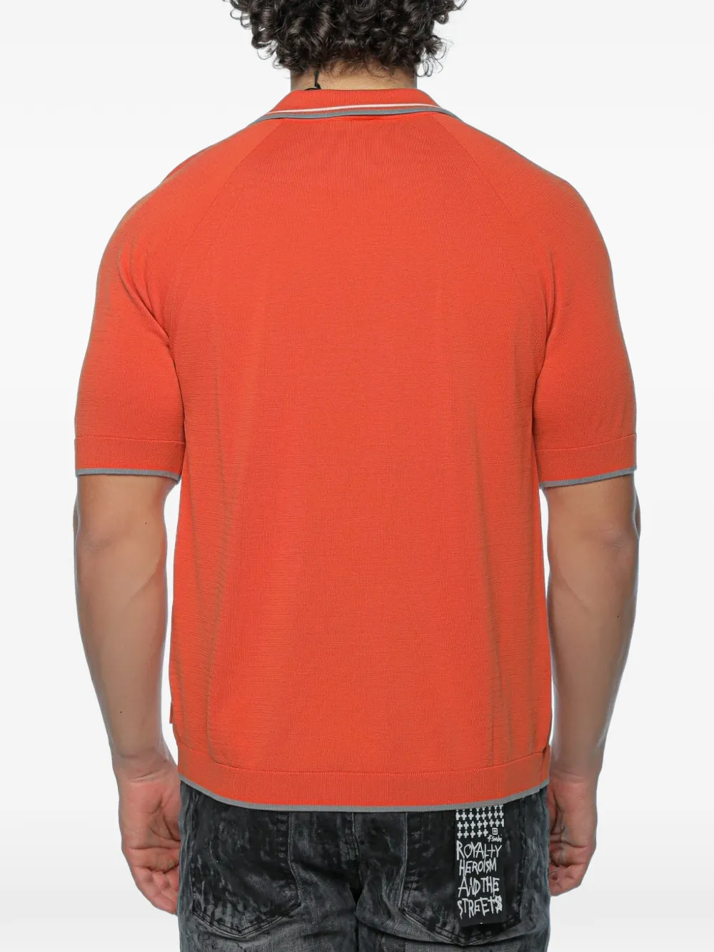 Armani Exchange Gebreid poloshirt met ritssluiting Oranje