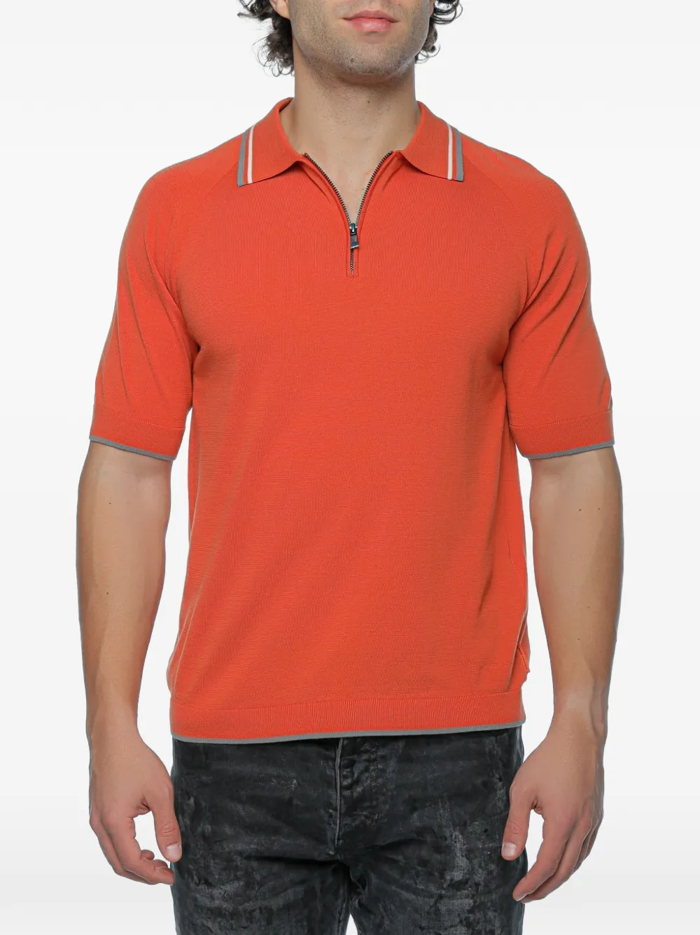 Armani Exchange zip-fastening knit polo shirt - Arancione