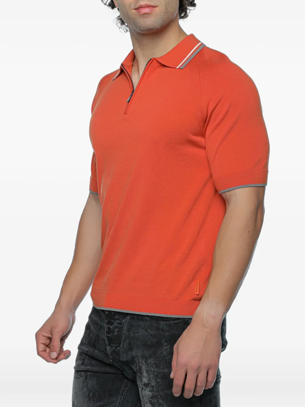 Armani Exchange Gebreid poloshirt met ritssluiting Oranje