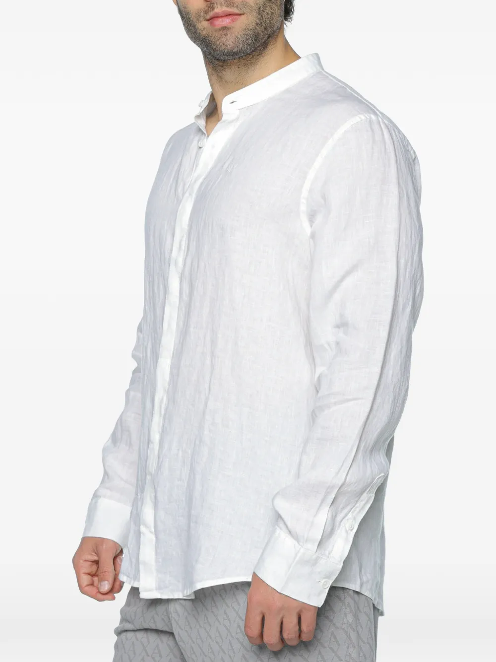 Armani Exchange linen mandarin-collar shirt - Bianco