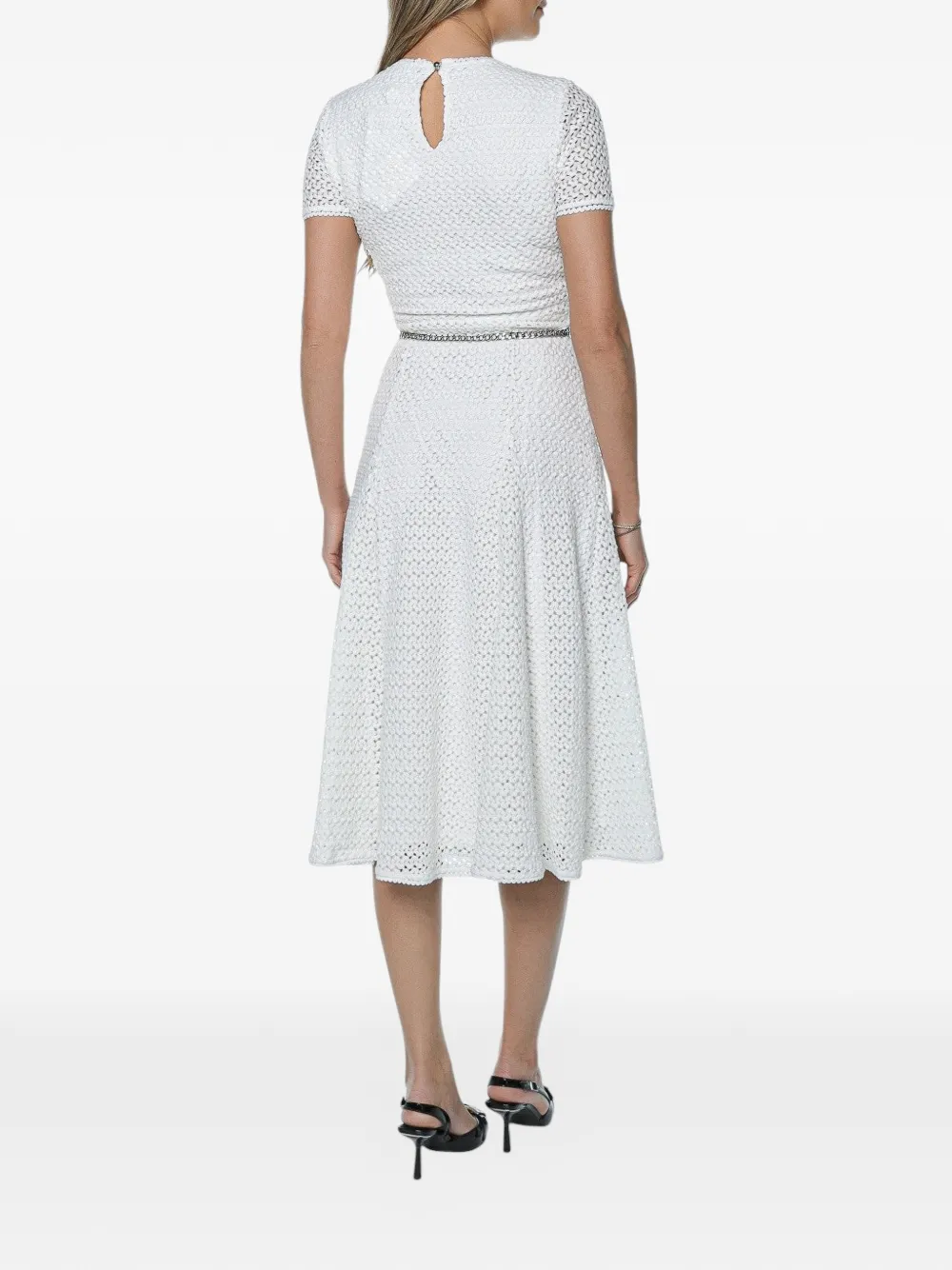 Michael Kors midi-jurk met kettingriem en textuur Wit