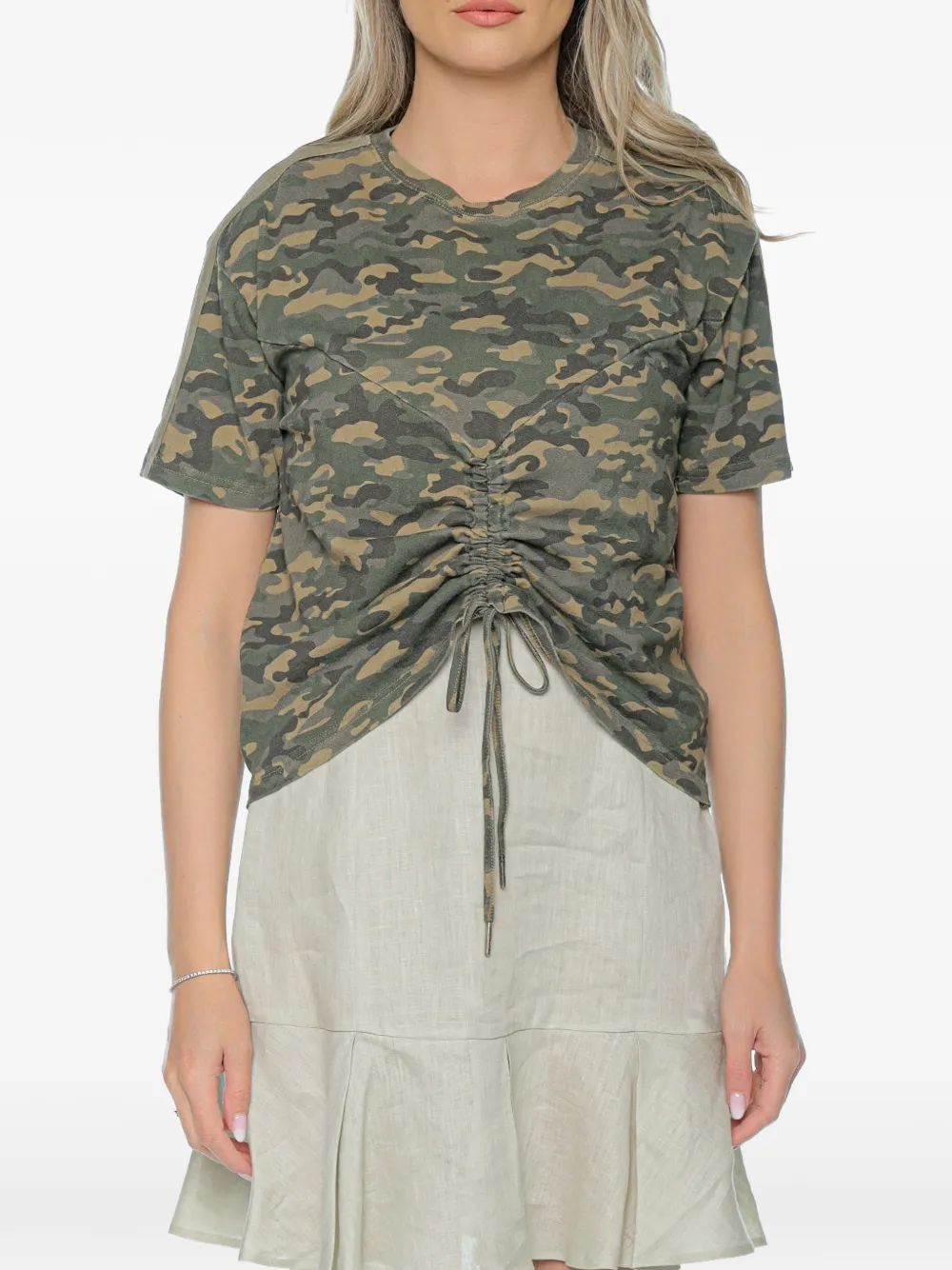 Ksubi ruched camouflage-print T-shirt - Marrone