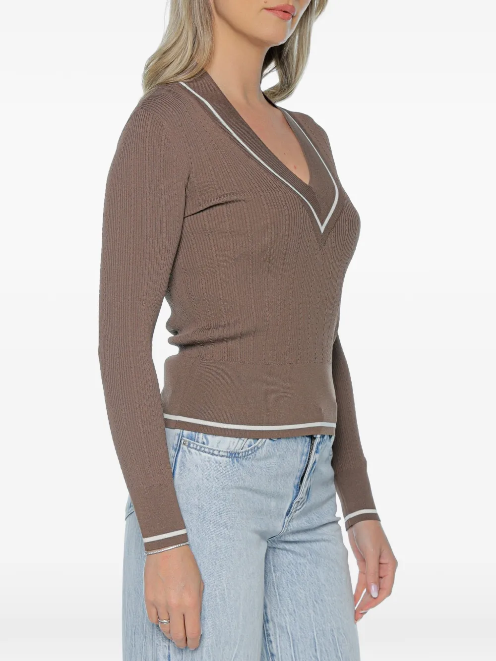 Armani Exchange Trui met V-hals Bruin