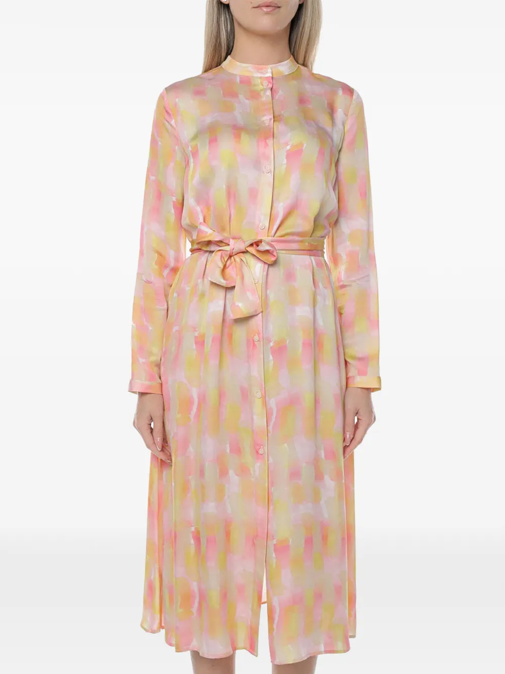 Armani Exchange abstract-print belted midi dress - Rosa