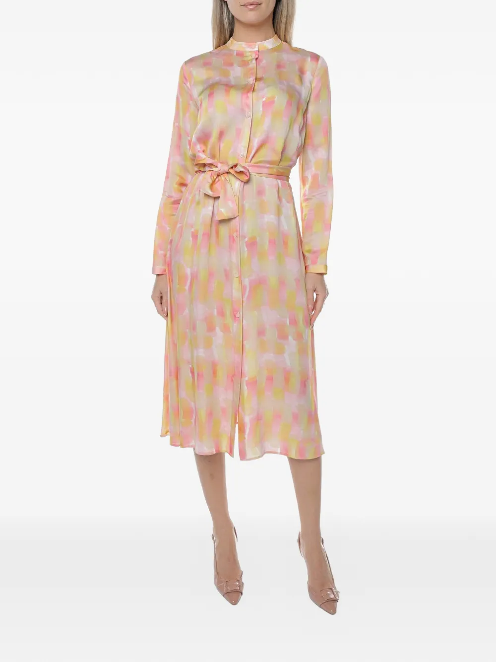 Armani Exchange abstract-print belted midi dress - Rosa