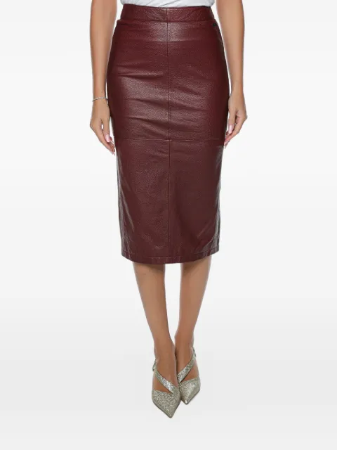 Armani Exchange pebbled leather midi skirt
