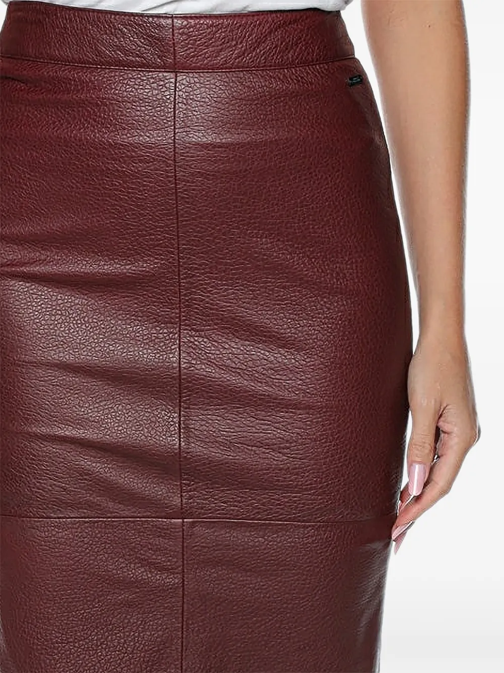 Armani Exchange Midi-rok van bewerkt leer Rood