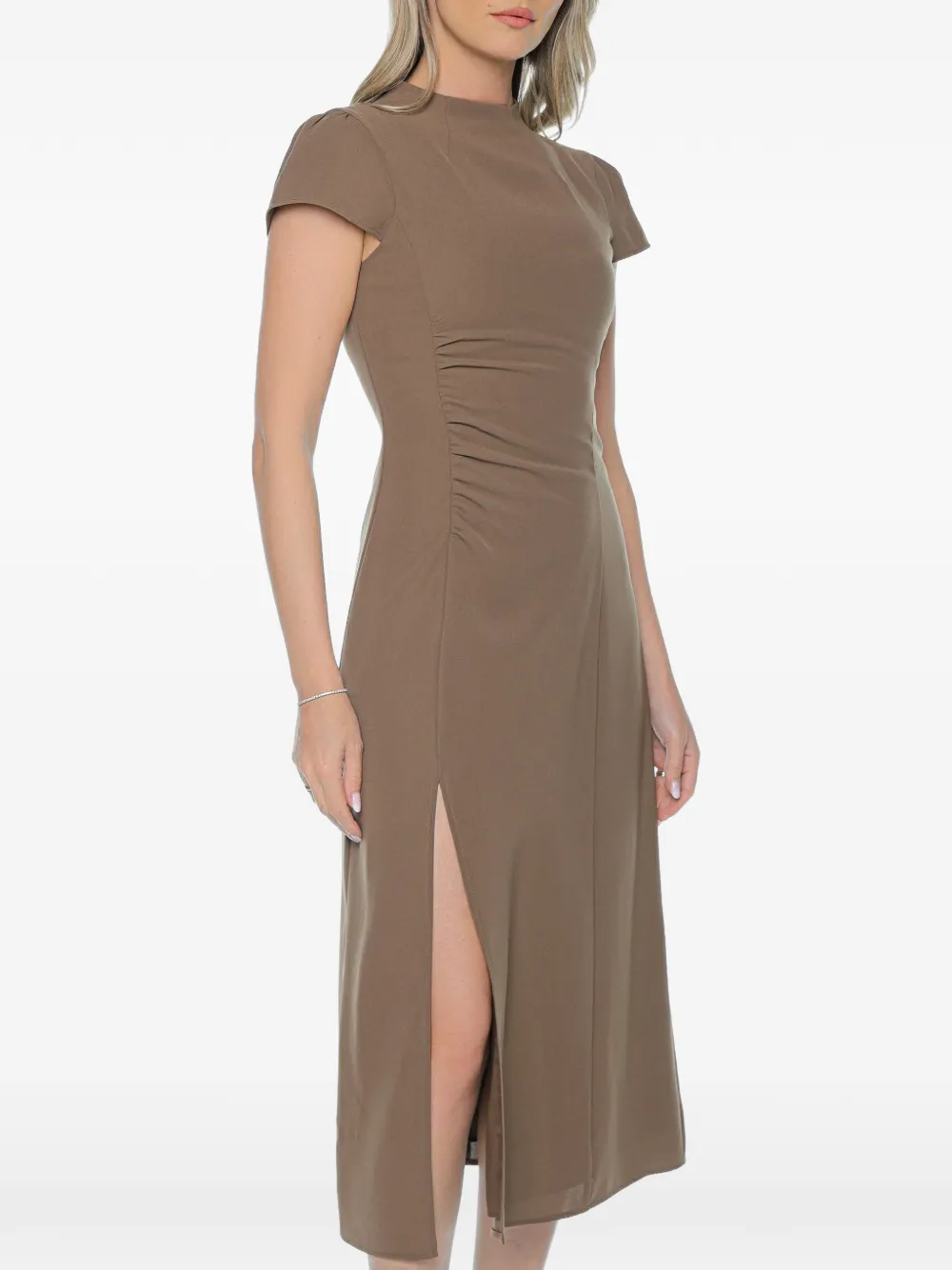 Armani Exchange Midi-jurk met ruches Bruin