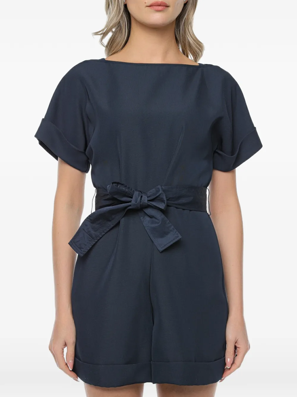 Armani Exchange Tuta corta con risvolto - Blu