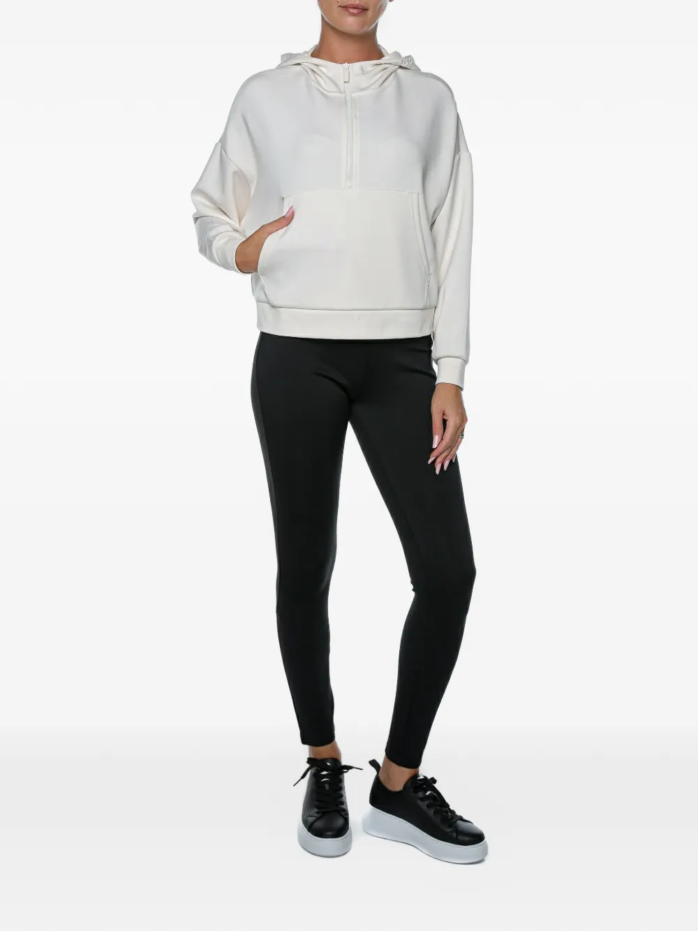 Armani Exchange Hoodie met opgestikte zak en rits Wit