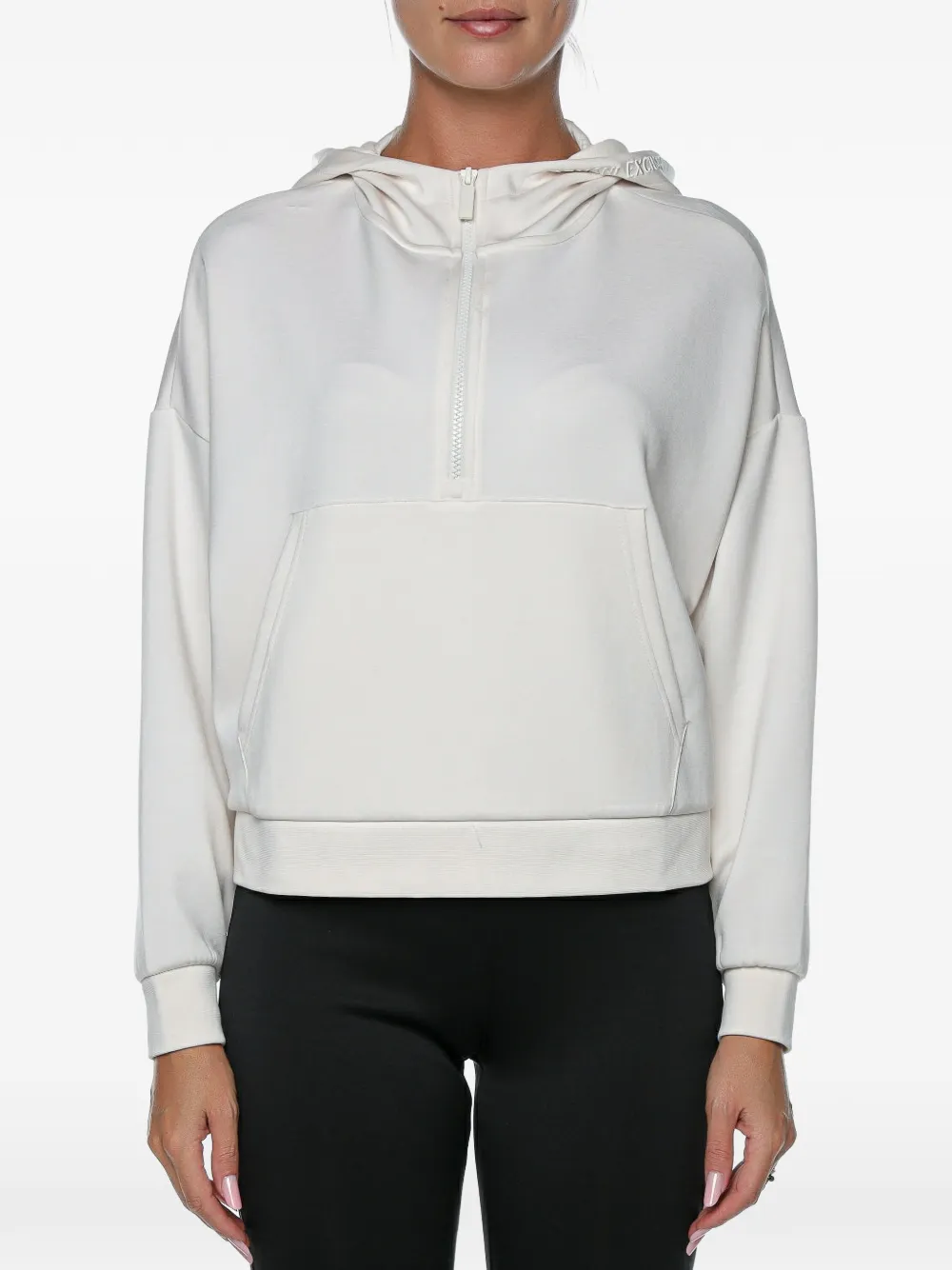 Armani Exchange quarter-zip pouch-pocket hoodie - Weiß