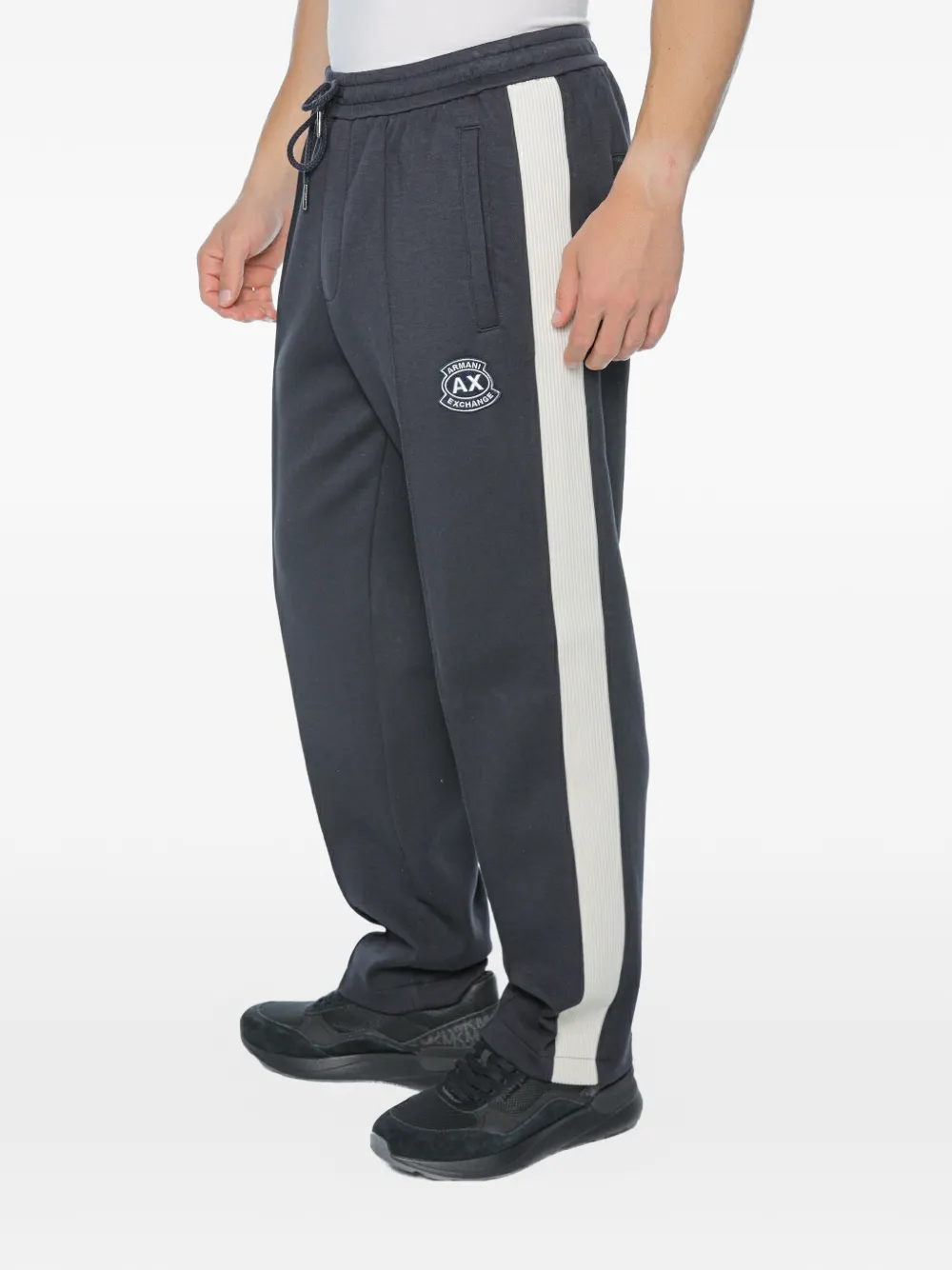 Armani Exchange logo-patch side-stripe track pants - Blu