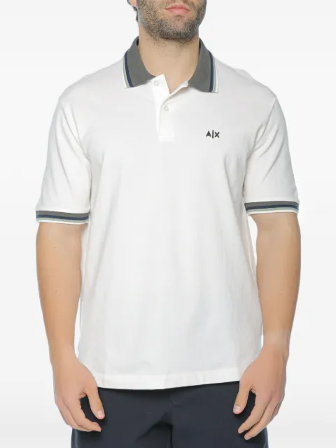 Armani Exchange logo-embroidered striped-trim polo shirt