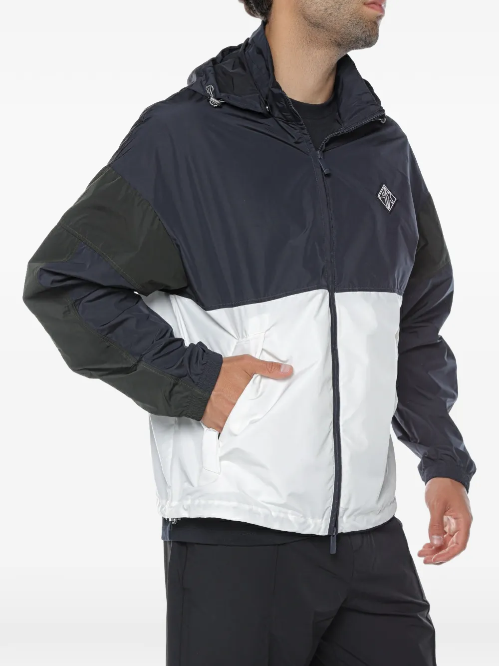 Armani Exchange colour-block hooded jacket - Blu