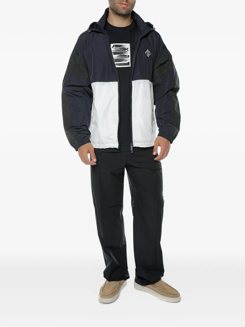 Armani Exchange Jack met colourblocking en capuchon Blauw