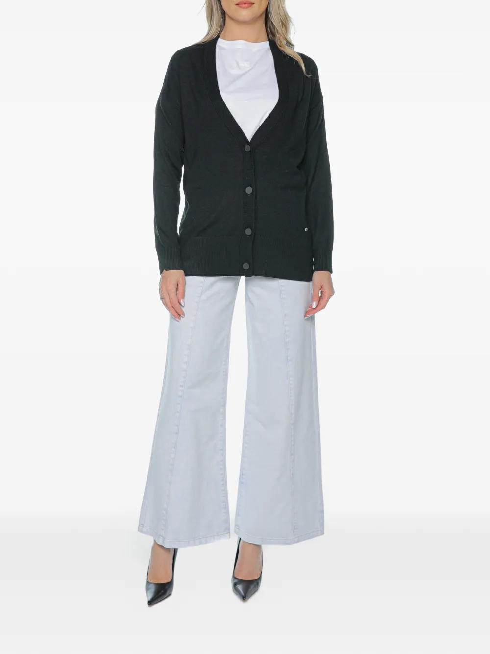 Armani Exchange Button-up vest met V-hals Zwart