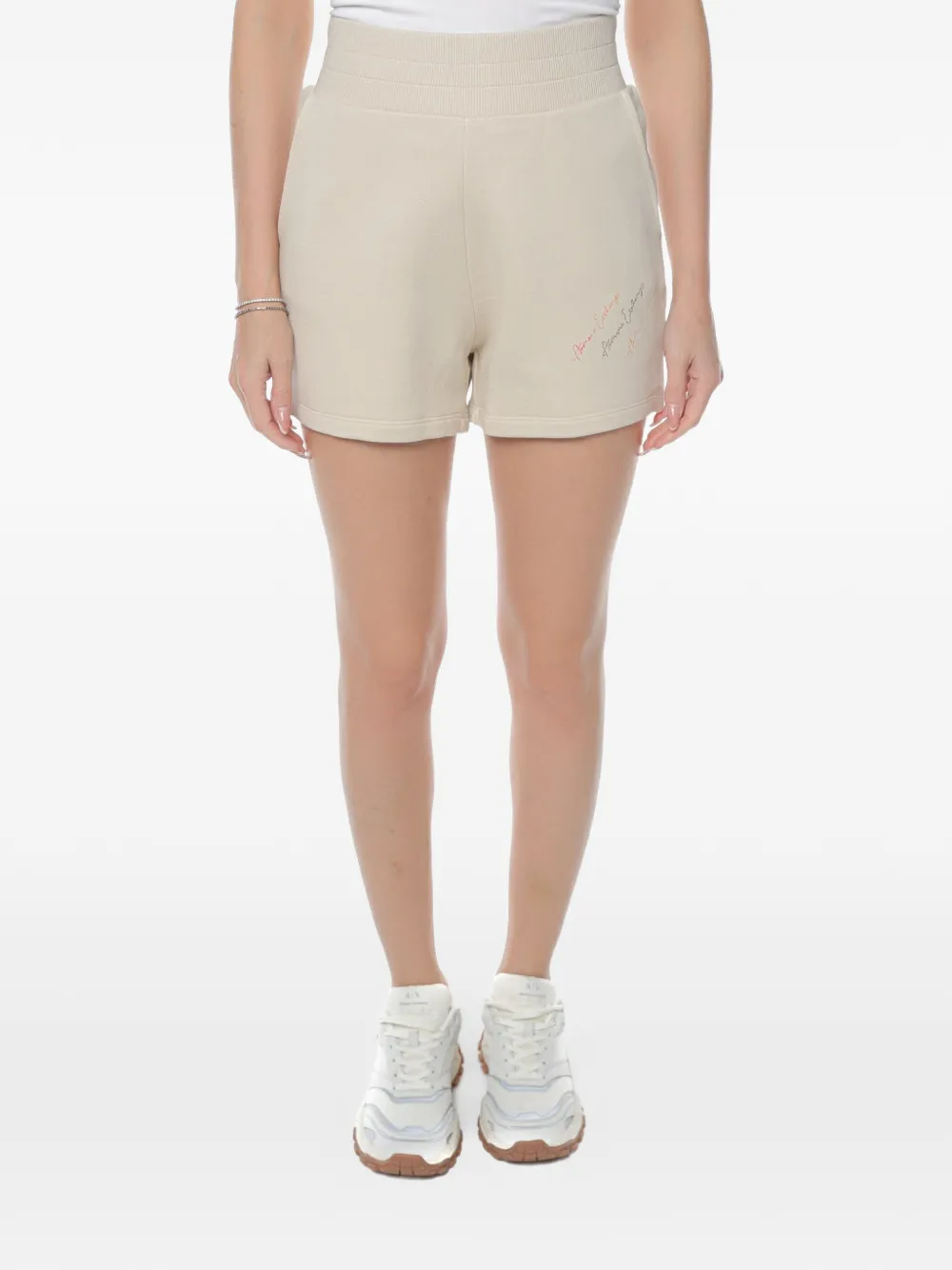 Armani Exchange logo-embroidered elasticated shorts - Toni neutri
