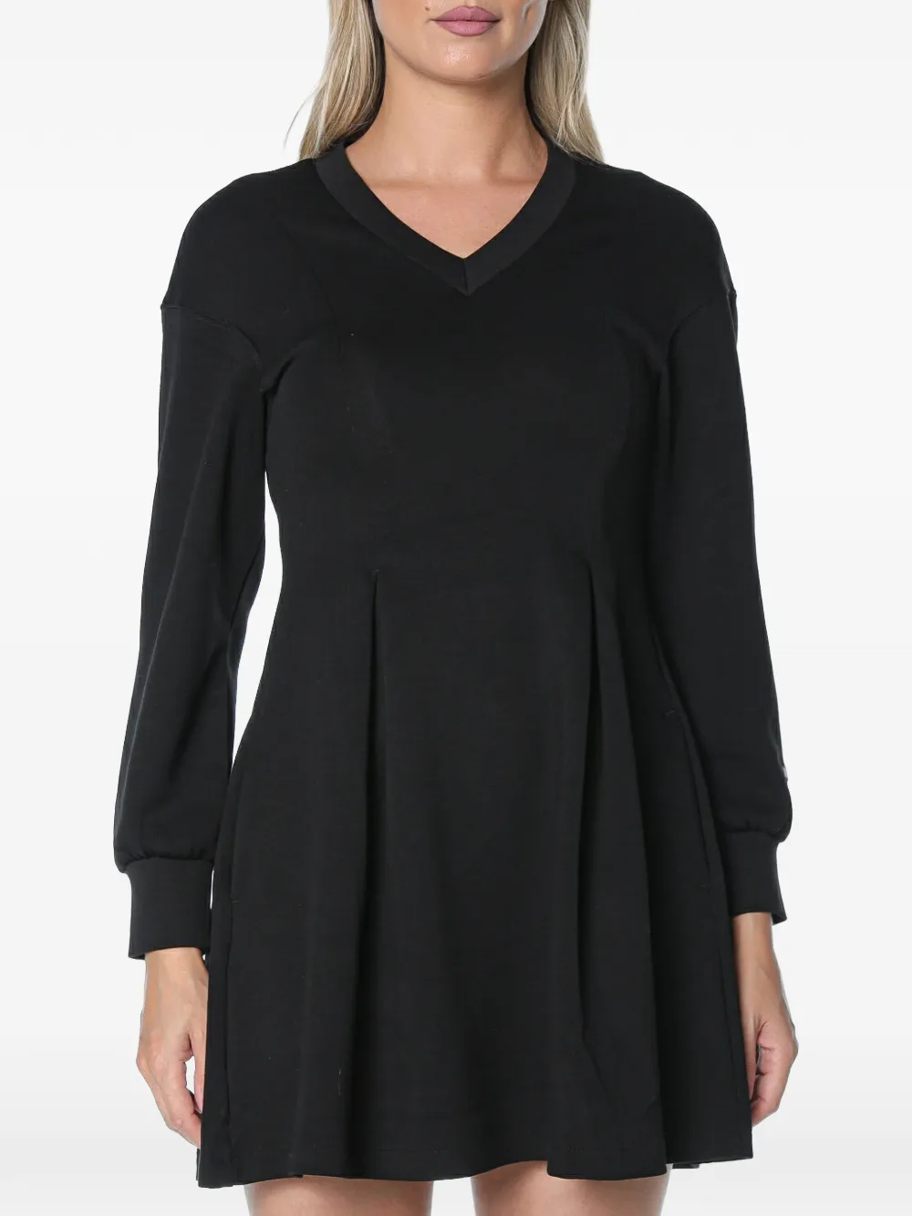 Armani Exchange pleated long-sleeve mini dress - Nero