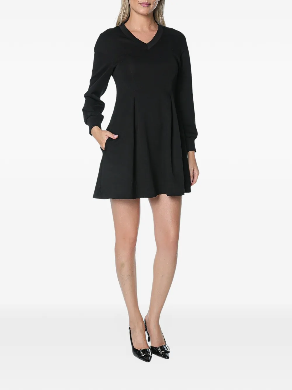 Armani Exchange Geplooide mini-jurk met lange mouwen Zwart