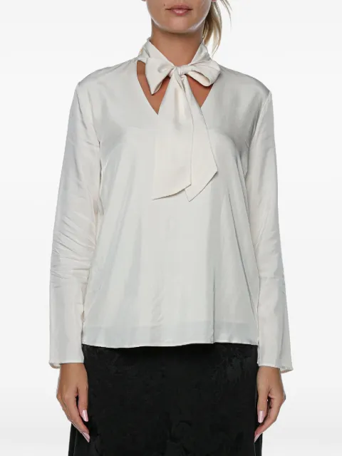 Armani Exchange pussy-bow long-sleeve blouse