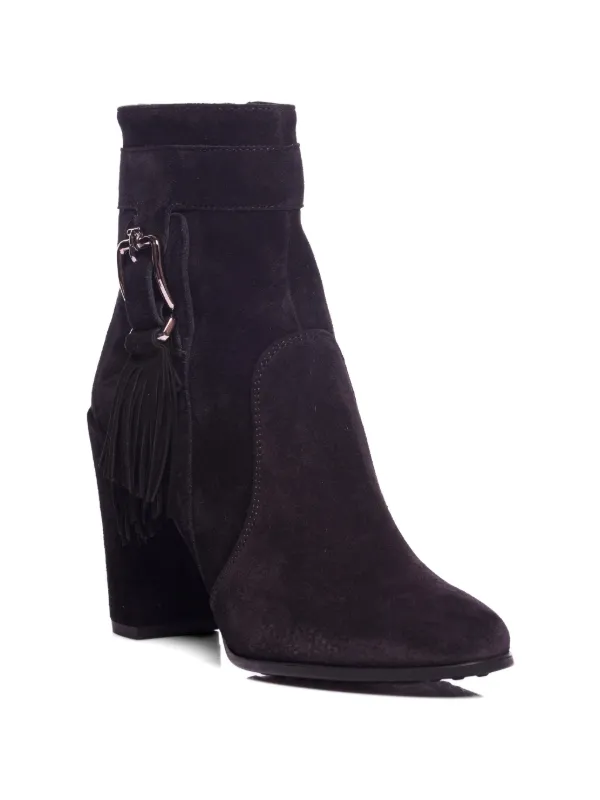 Tod's Fringe Buckle Ankle Boots in Black