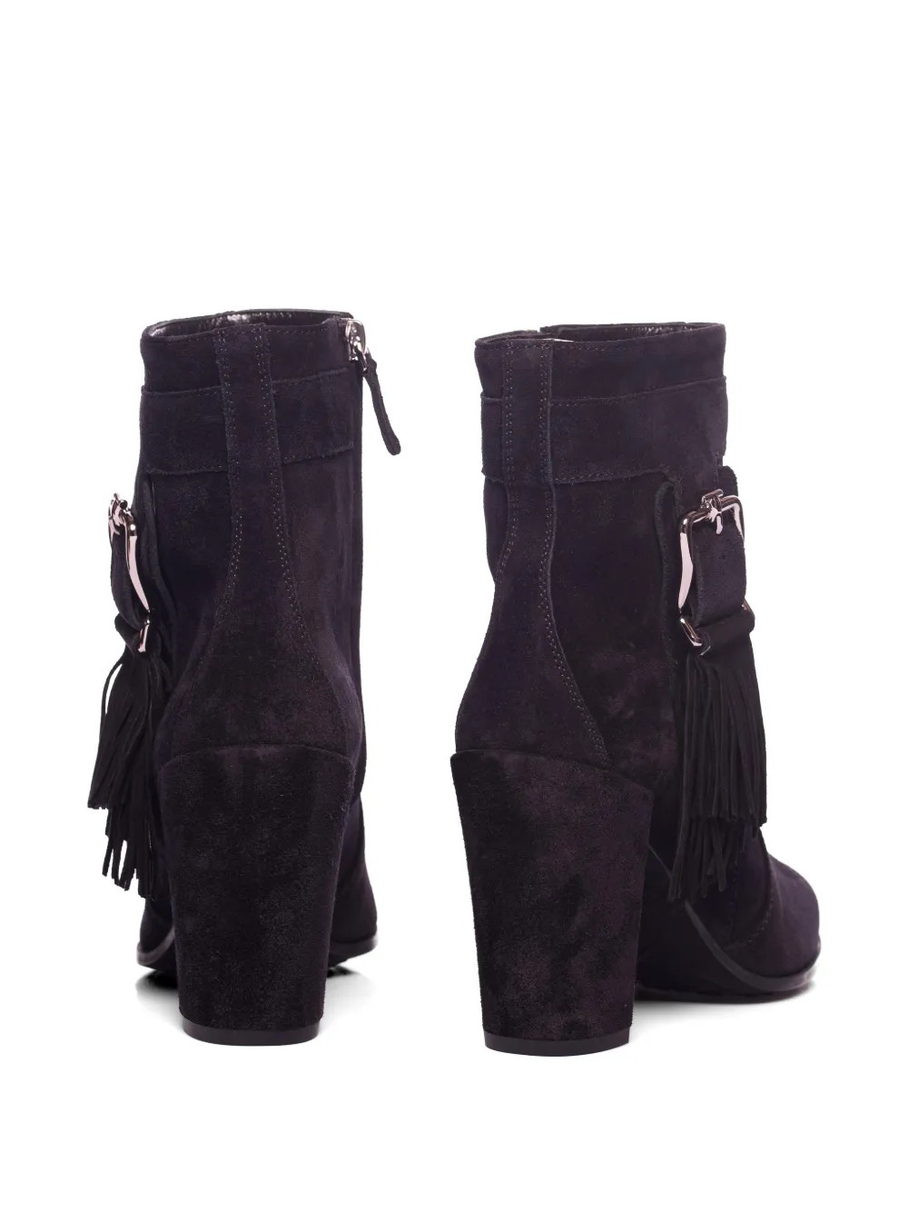 Tod's fringe buckle ankle boots Zwart