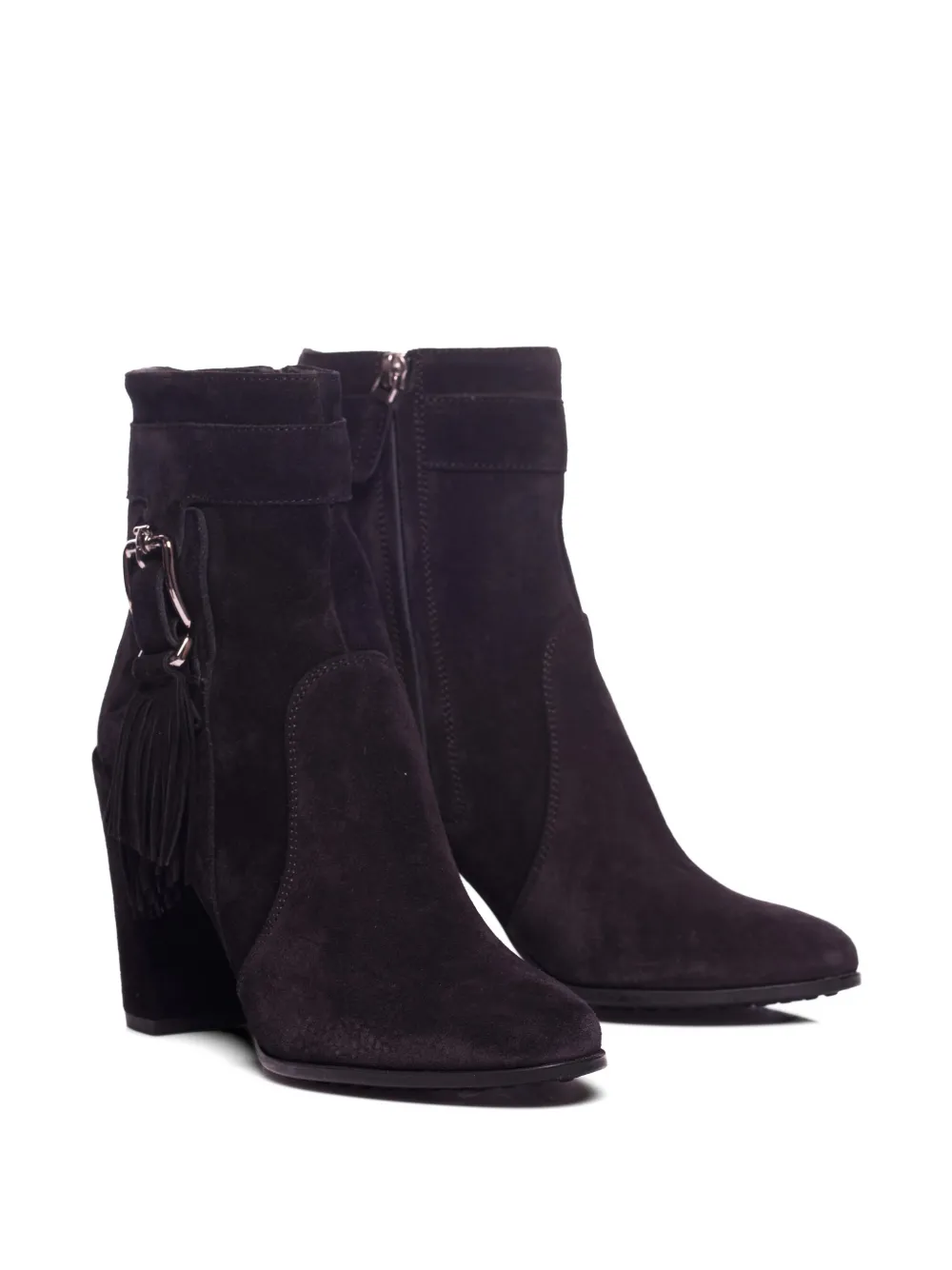 Tod's fringe buckle ankle boots Zwart