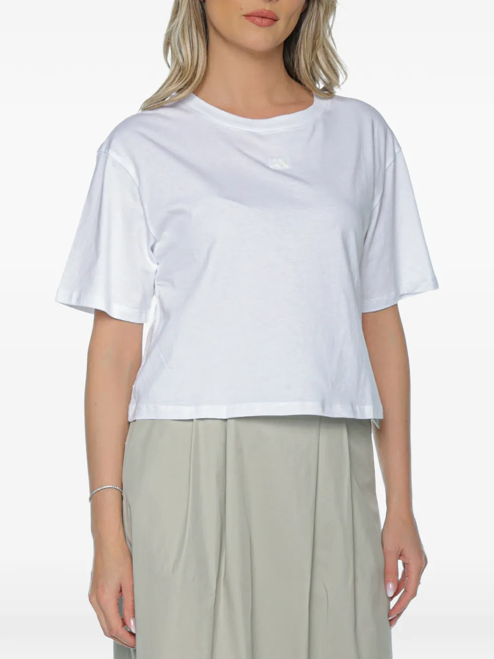 Armani Exchange logo-embroidered T-shirt - Bianco