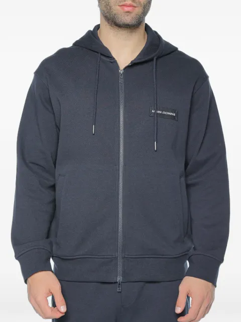 Armani Exchange logo-patch zip-up hoodie