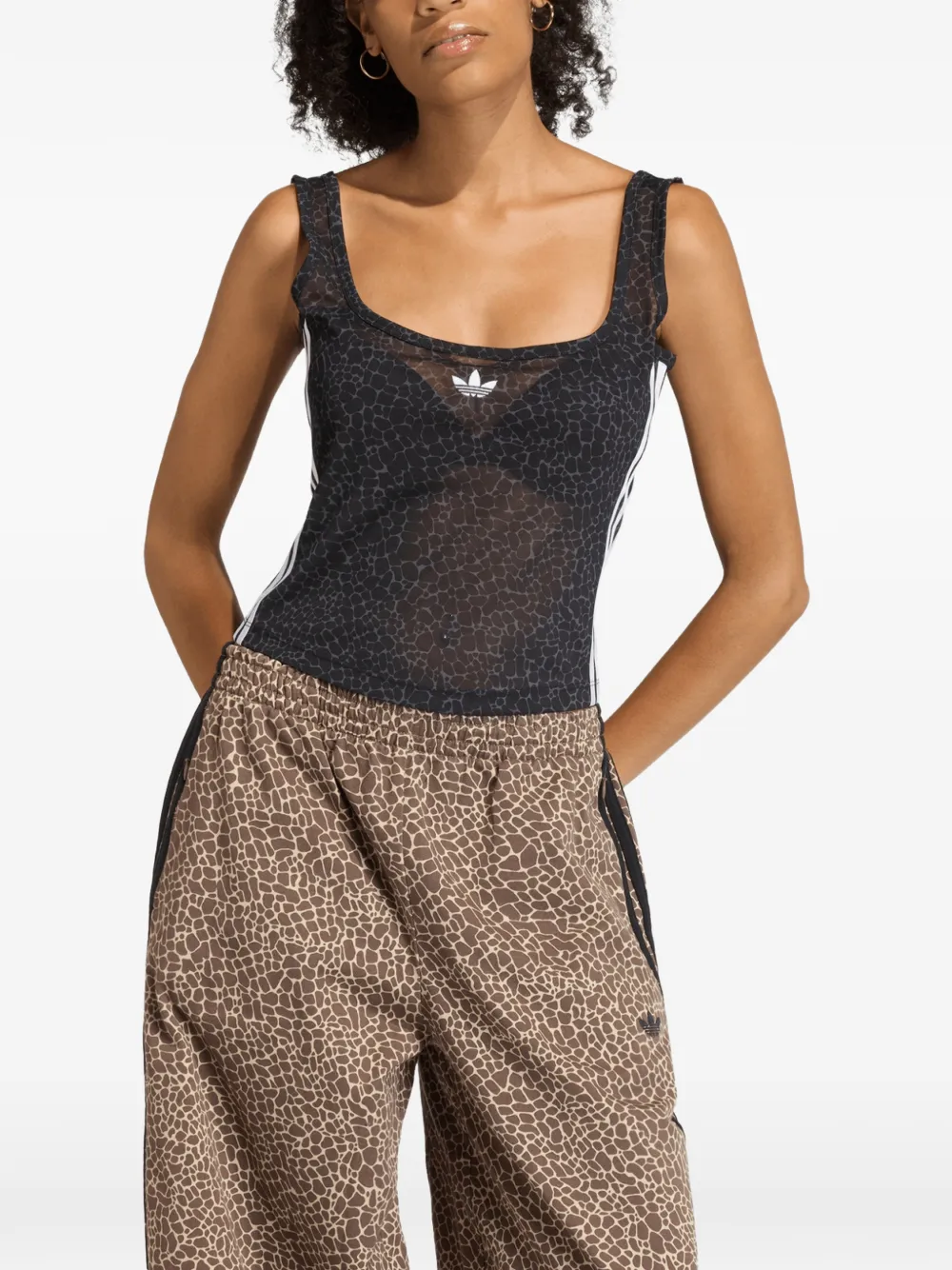 adidas animal-print mesh tank top - Nero
