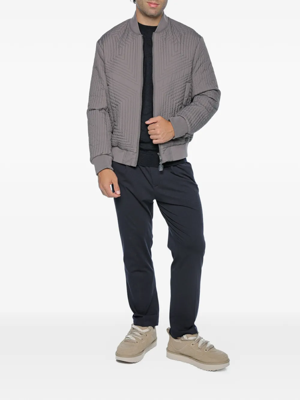  Armani Exchange Quilted Bomber Jacket - Gris 