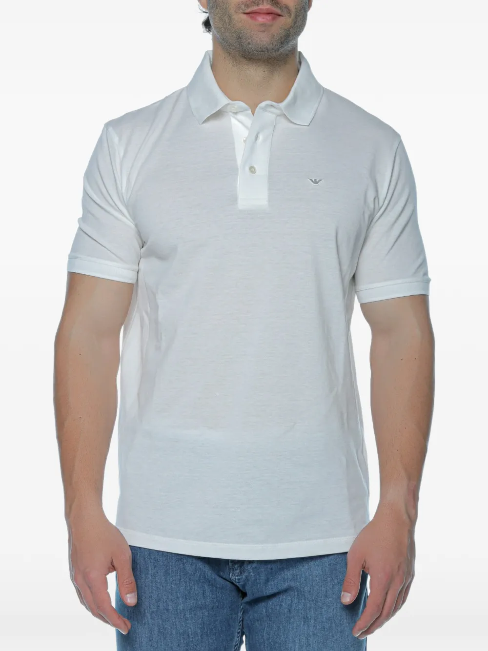 Emporio Armani logo-plaque polo shirt - Bianco