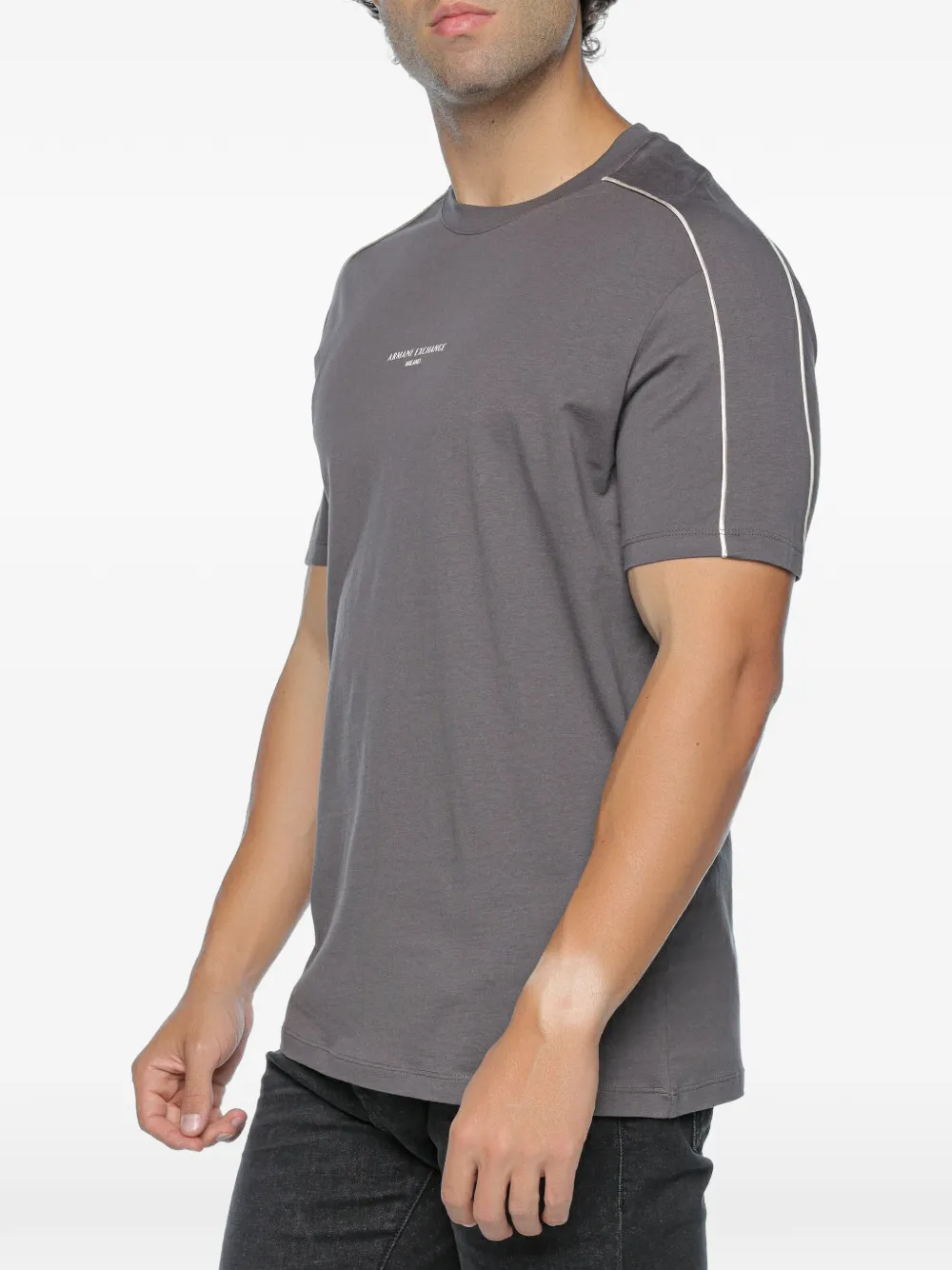 Armani Exchange logo-print side-stripe T-shirt - Grau