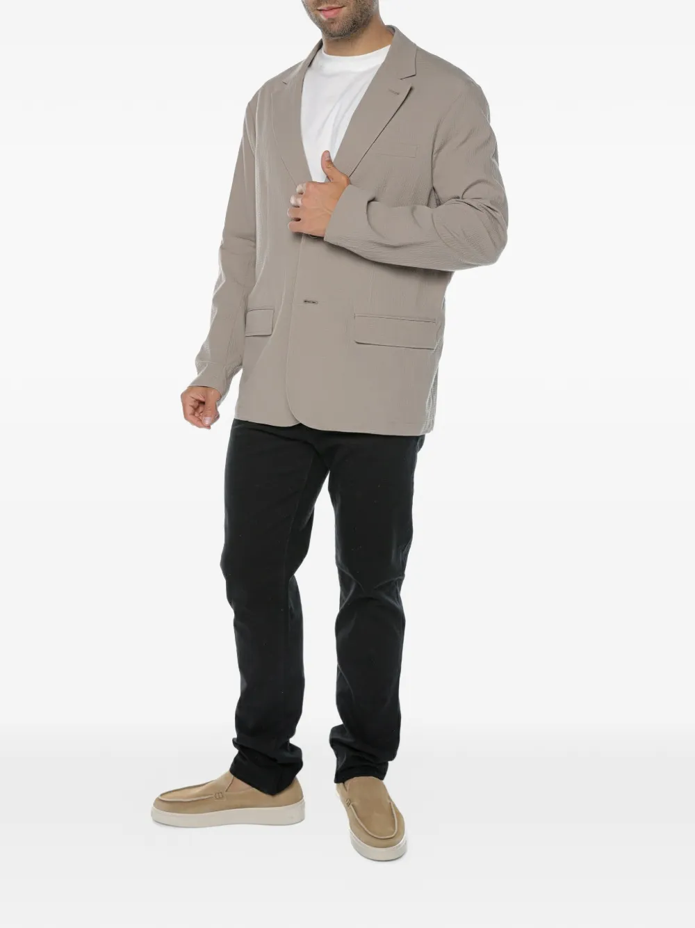 Armani Exchange Blazer met gekerfde revers Beige