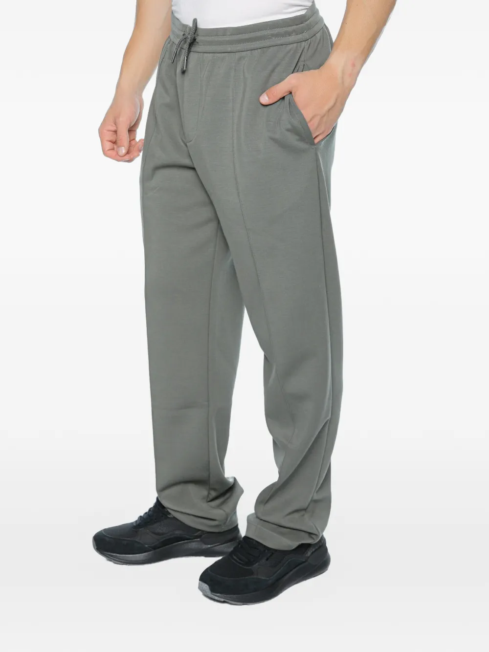 Armani Exchange Trainingsbroek met trekkoord en gesmockt detail Grijs