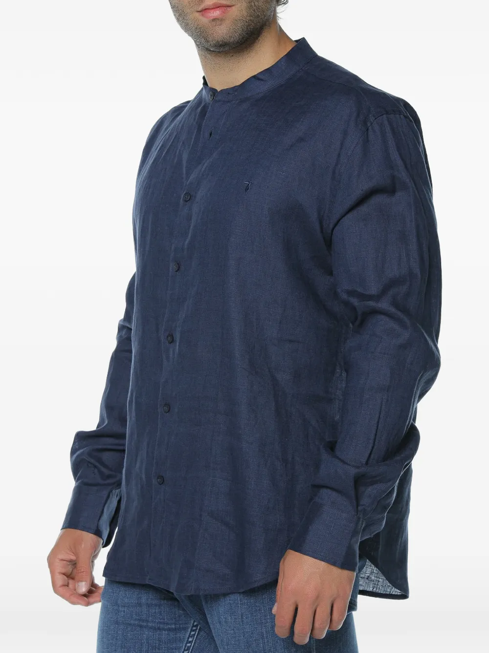 Trussardi stand-up collar shirt Blauw