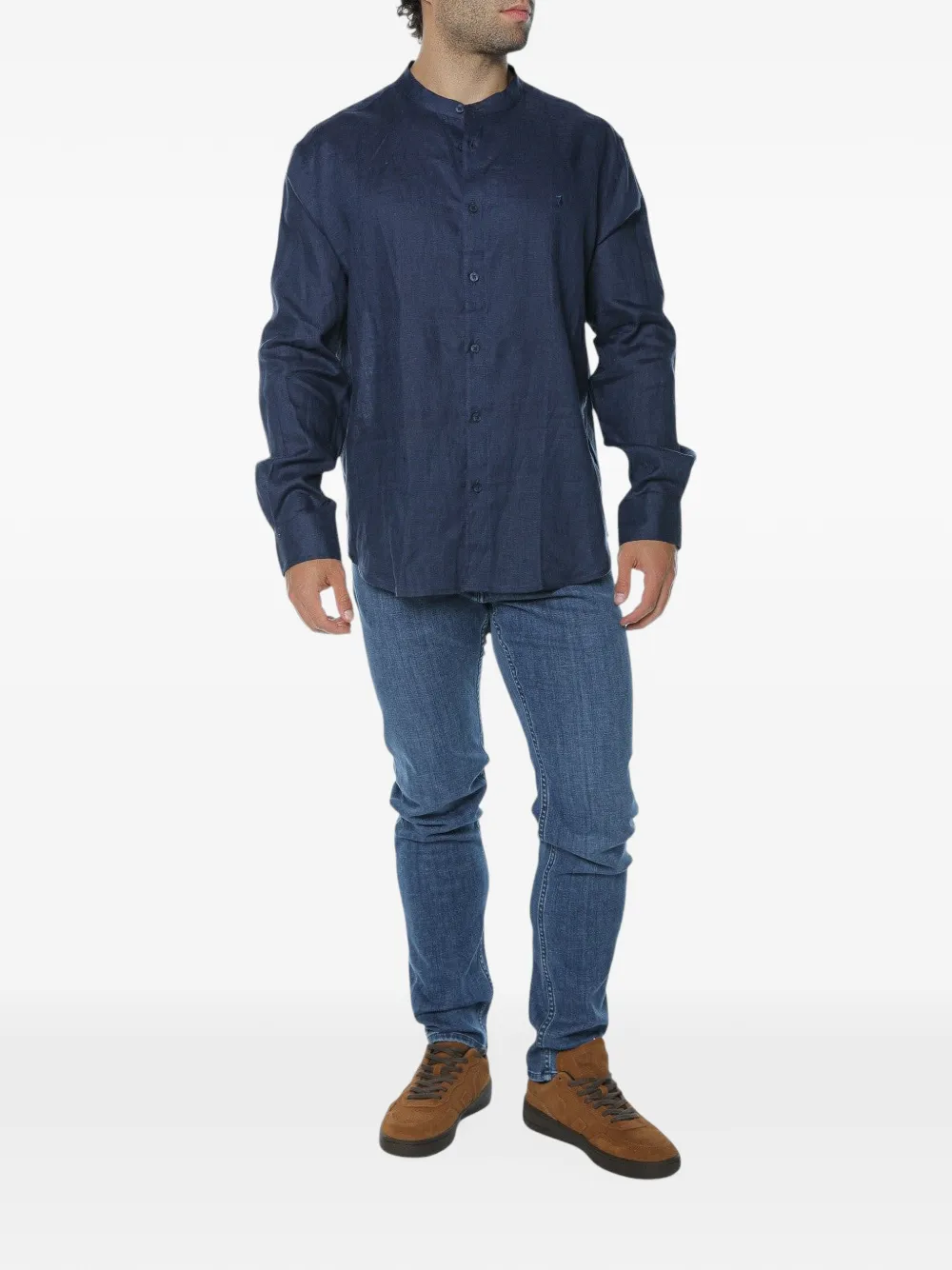 Trussardi stand-up collar shirt Blauw