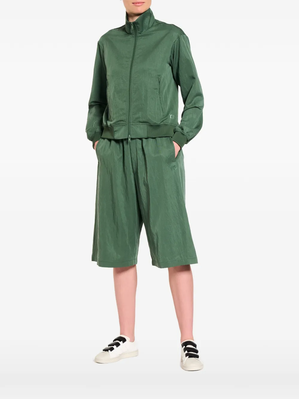 Y-3 Sweater met logoprint en rits Groen