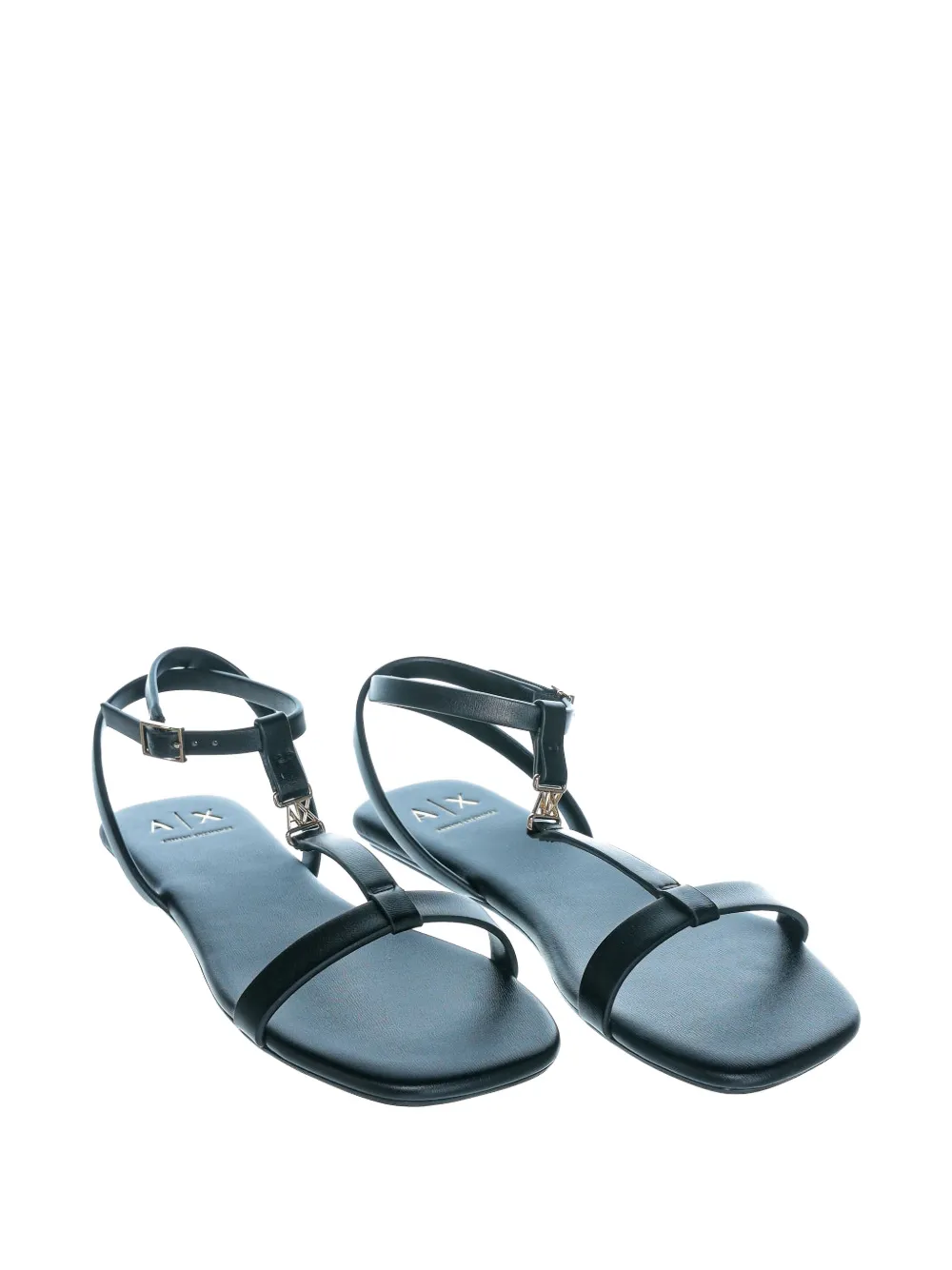 Armani Exchange logo-plaque buckle-fastening sandals Zwart