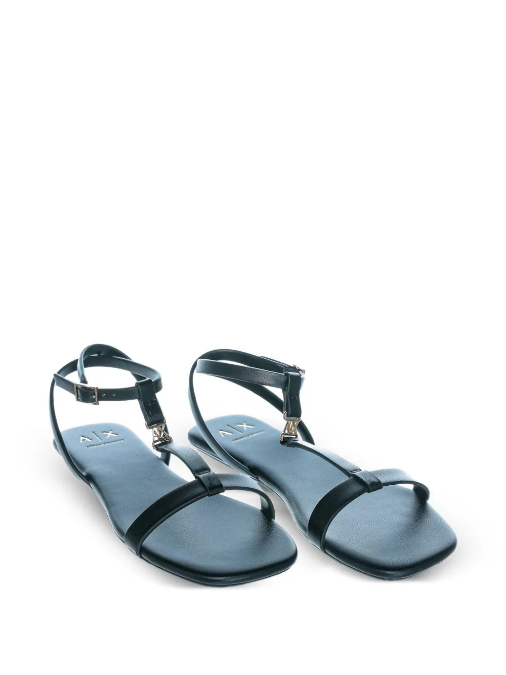 Armani Exchange logo-plaque buckle-fastening sandals Zwart