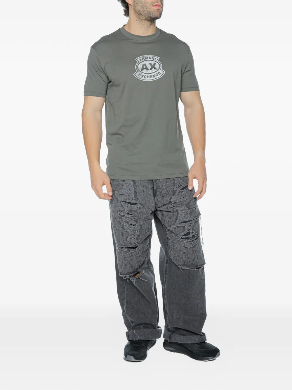 Armani Exchange T-shirt met logoprint Groen